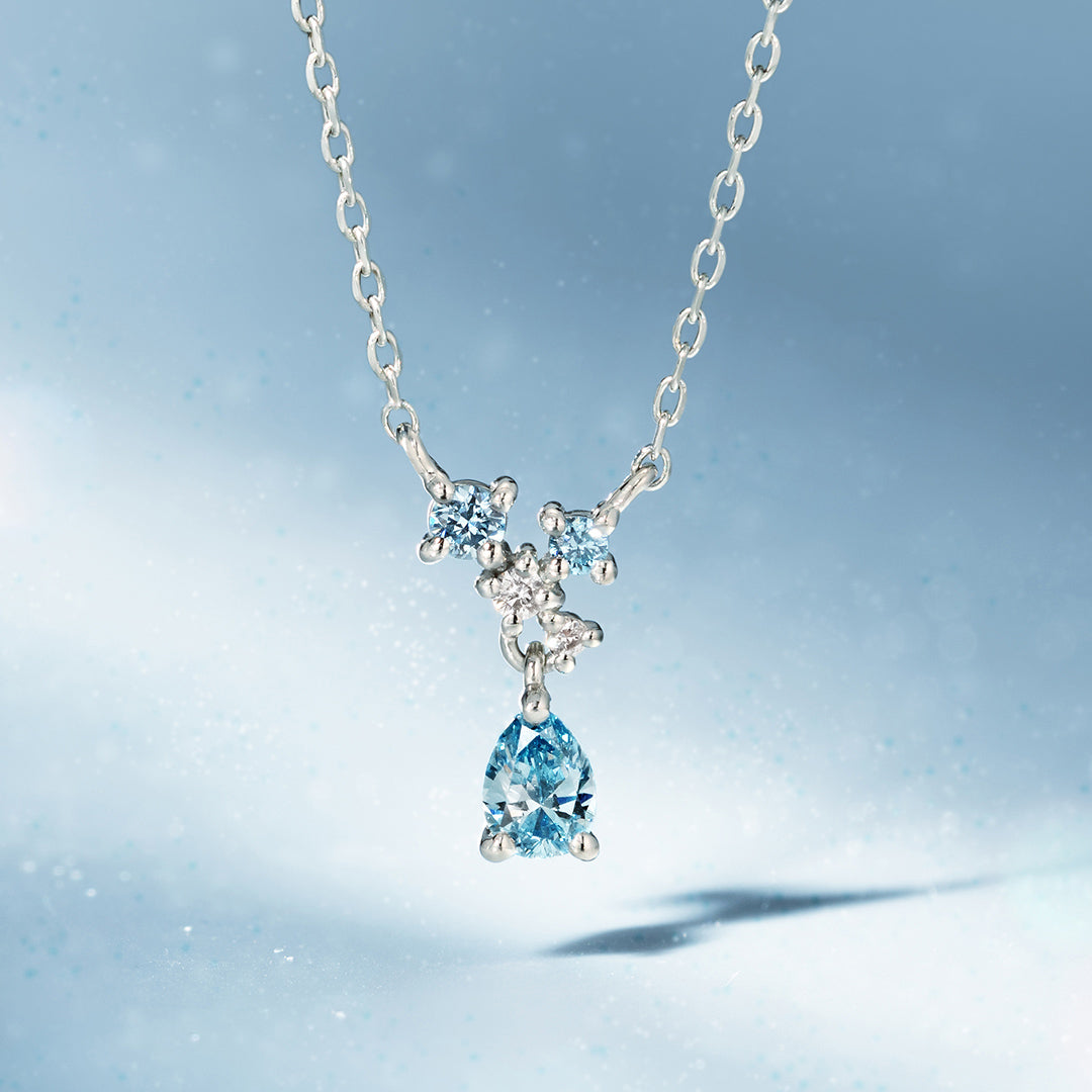 ブルーダイヤモンド(ラボグロウン) K18/PTネックレス・トランジュ