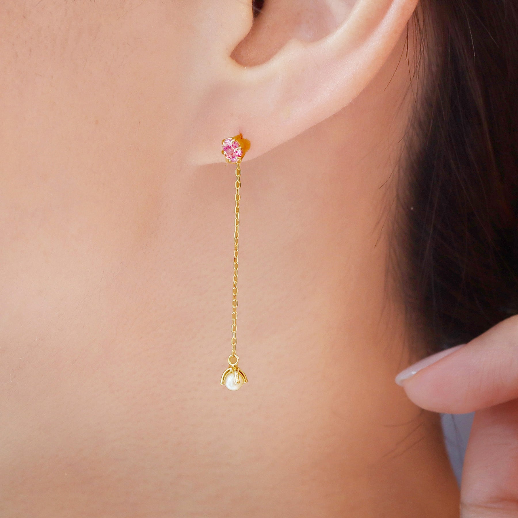 ビズー公式】ピンクスピネル K18/PT ピアス(片耳)・アミーユ | 希少石