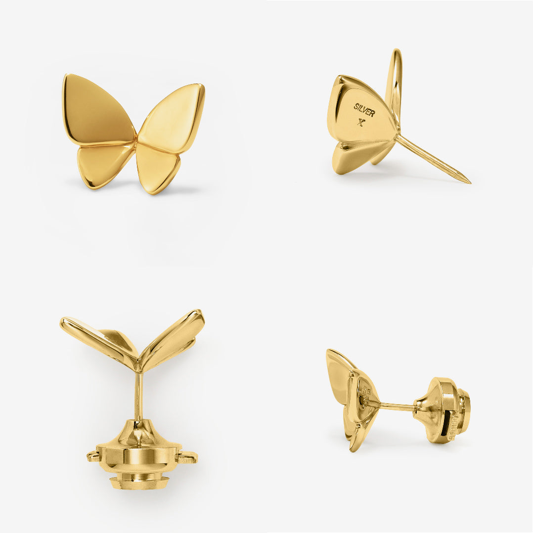 即日発送】シルバー925/K18イエローゴールドコーティングブローチ