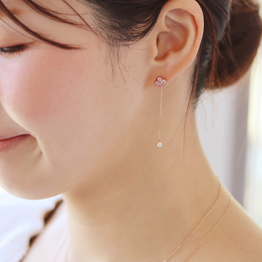 ビズー公式】ピンクトルマリン K18/PTピアス(片耳)・アナイス| 希少石