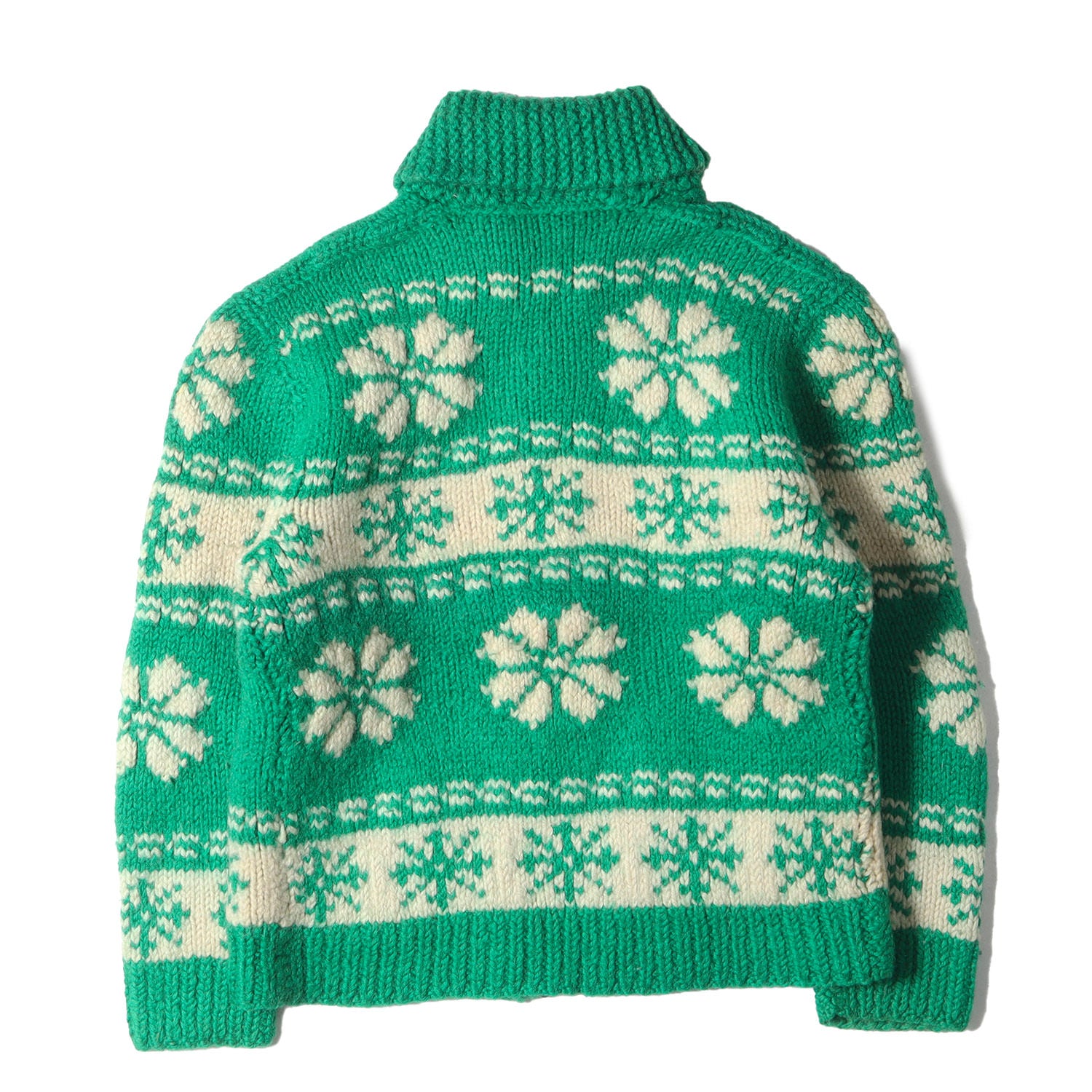 レアカラー vintage カウチンセーター 緑 ノルディック ウール肉厚