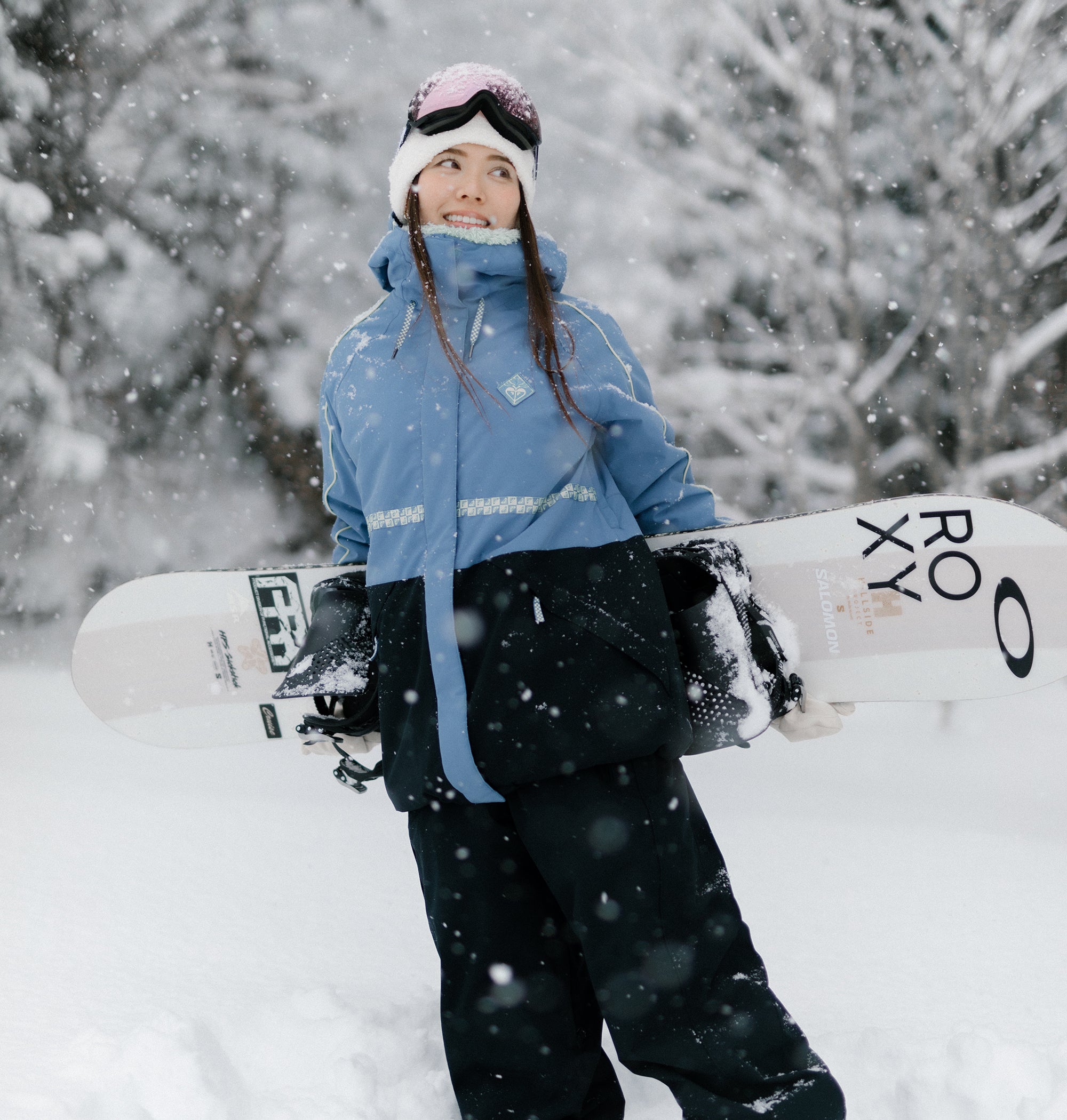 美品】ROXYスノーボードウェア ブルー ボーダー ROXY スノーボード