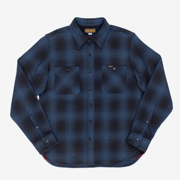 IHSH-265-NAV Ultra Heavy Flannel Ombre Check Work Shirt — Brooklyn