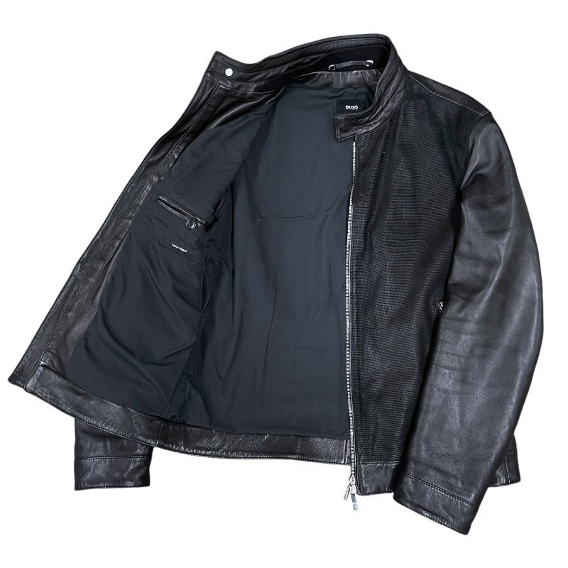 HUGO BOSS】ヒューゴボス レザー シングル ライダースジャケット
