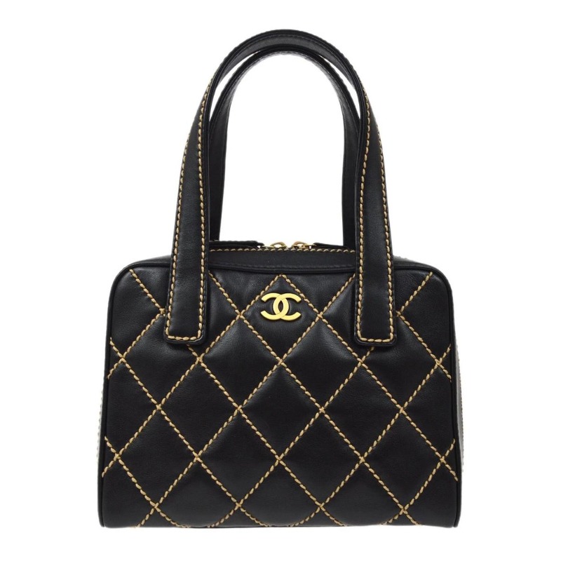 シャネル ハンドバッグ ワイルドステッチ カーフ ブラック｜ブランド