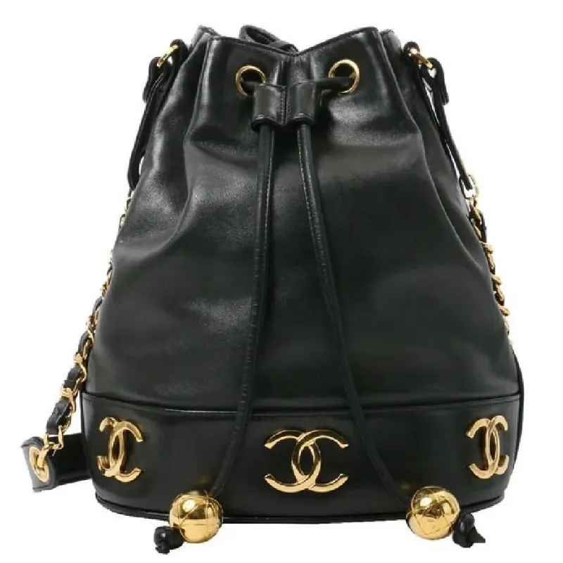 巾着 チェーン バッグ ラムスキン ブラック ココマーク｜ブランド買取