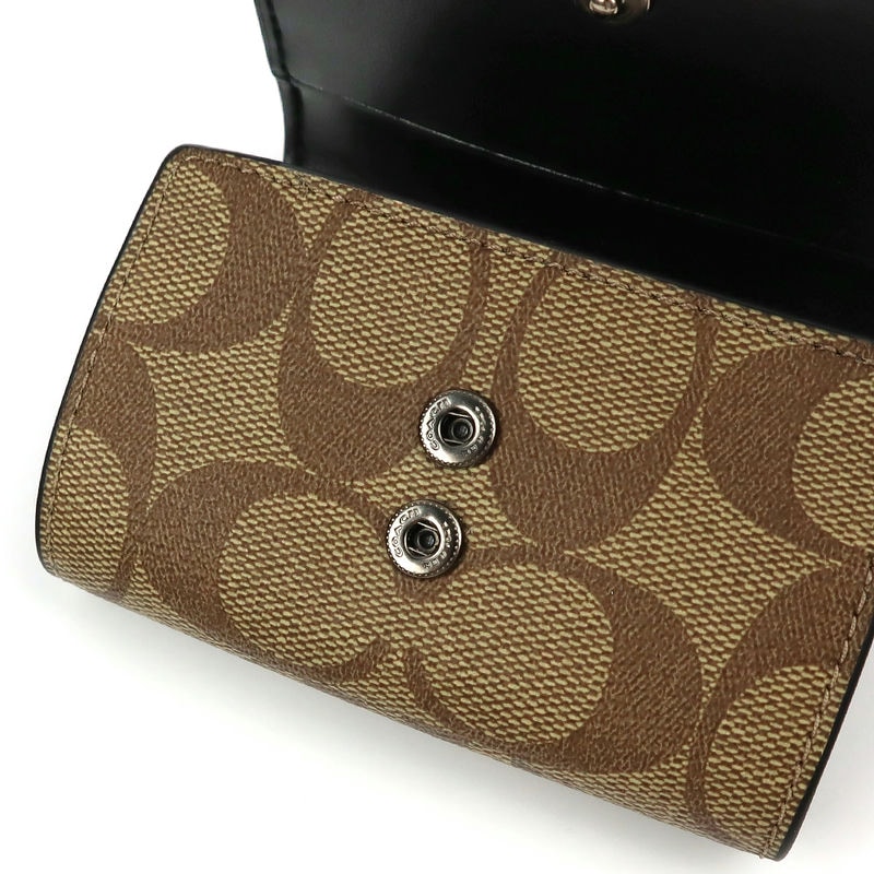 Brandol / COACH コーチ キーケース シグネチャー ベージュ×ブラック
