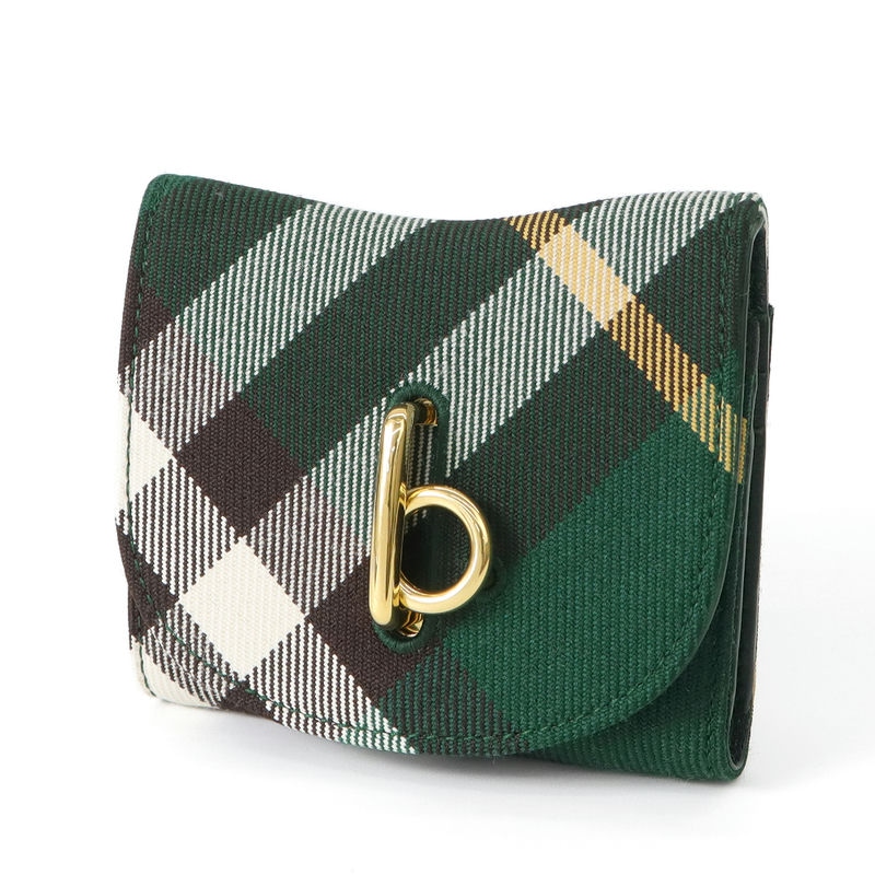 Brandol / BURBERRY バーバリー 三つ折り財布 チェック柄 グリーン系