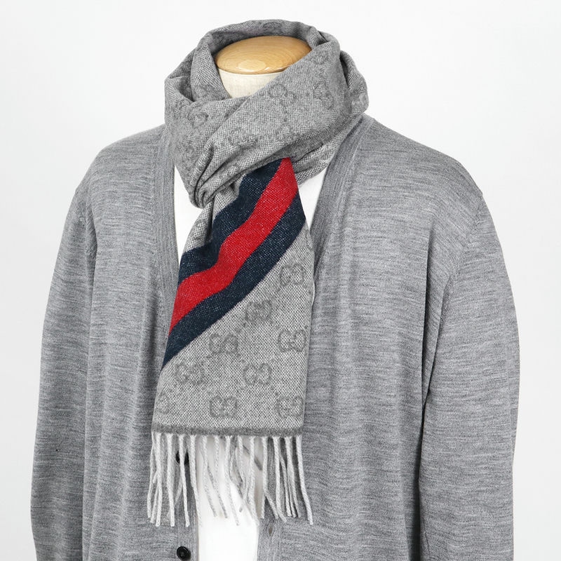Brandol / GUCCI グッチ ストール ウール100% GG柄 マフラー ライト