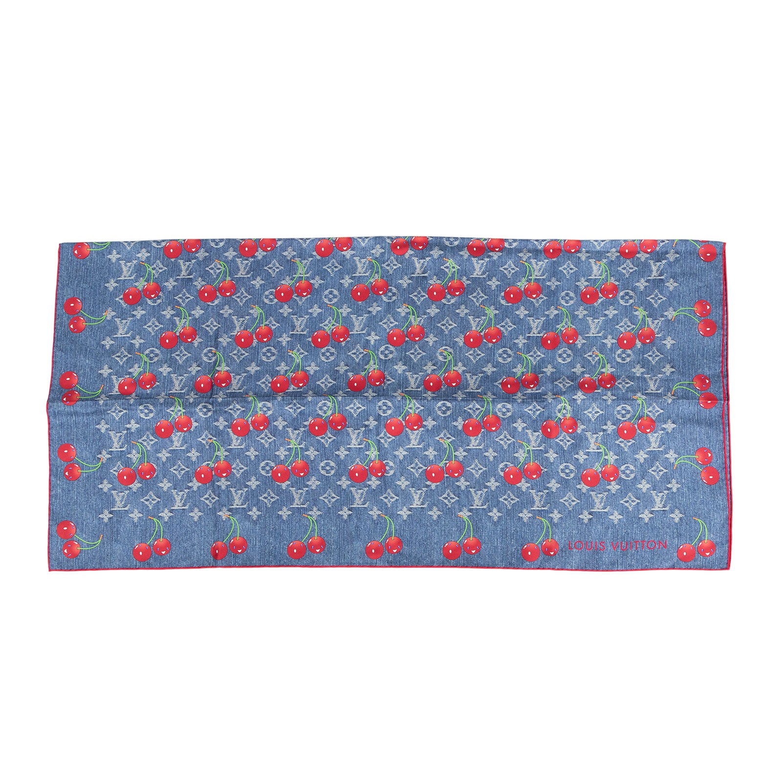 路易威登LOUIS VUITTON Denim Cerise Square 90方巾黑色村上隆聯名