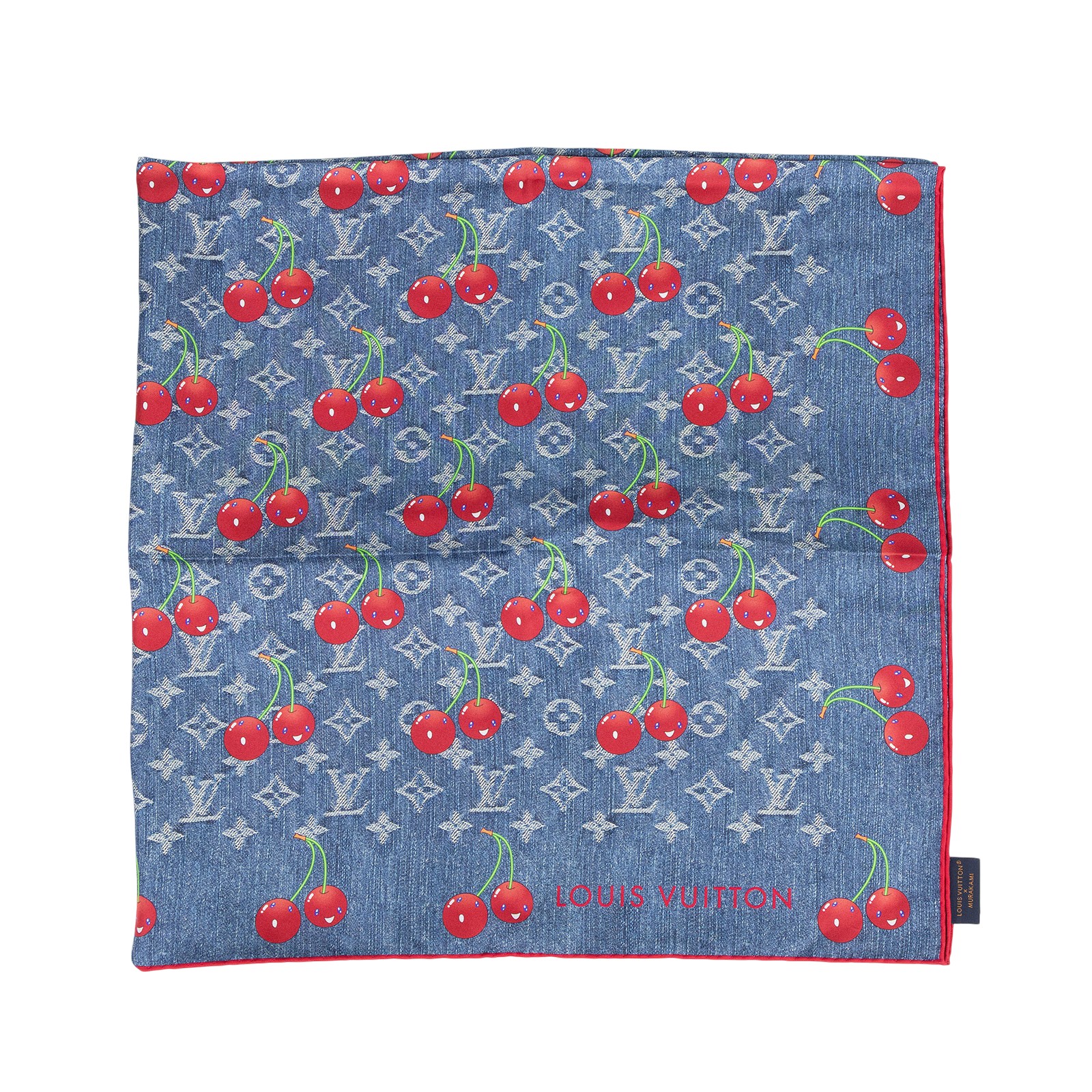 路易威登LOUIS VUITTON Denim Cerise Square 90方巾黑色村上隆聯名