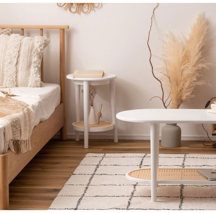 サイドテーブル テーブル サイドテーブル ラタン 二段 2段 丸 円 北欧