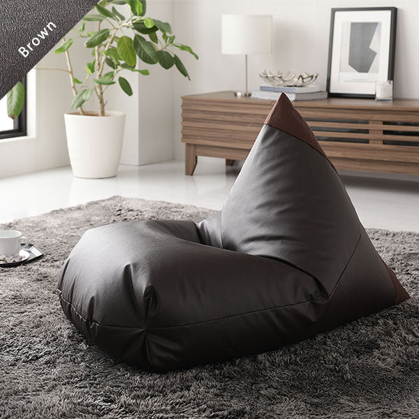 ビーズクッション ソファ アイボリー 三角 合皮 合成皮革 レザー