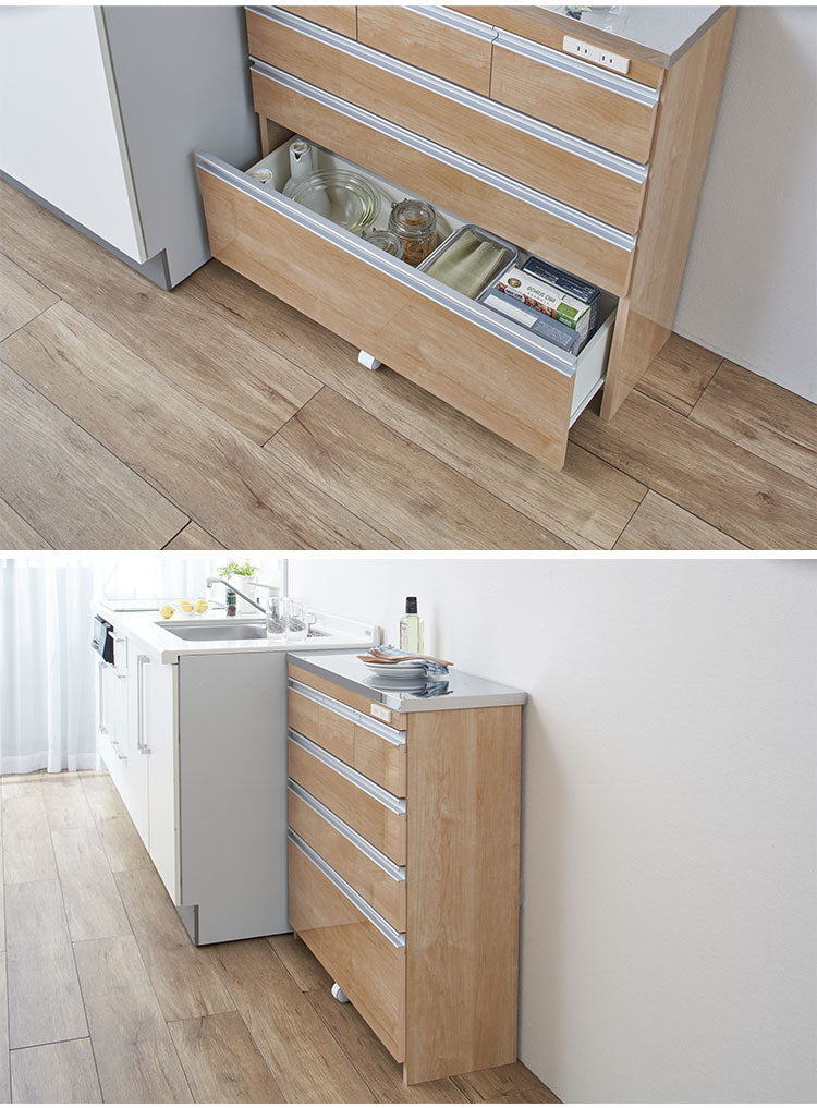 完成品 日本製】キッチンカウンター ステンレス天板 幅90 高さ85 4段