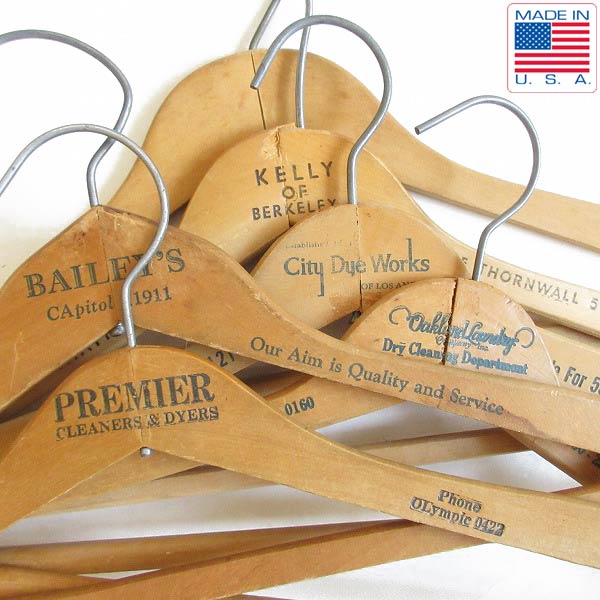 ヴィンテージ木製ハンガー 3本 リバース 大戦 ヴィンテージ木製