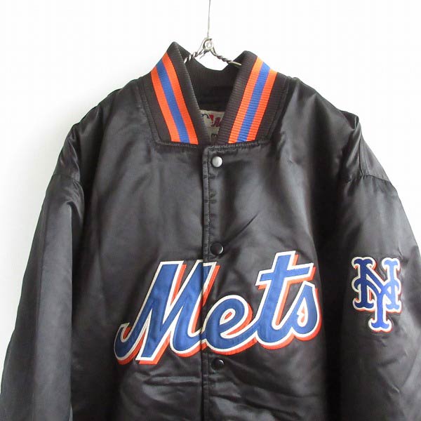 ニューヨーク メッツ Majestic製 サテン スタジャン 黒 XL ブラック