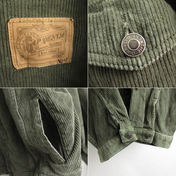 90s GAP オールド ギャップ 太畝 コーデュロイ ジャケット 緑系 2XL