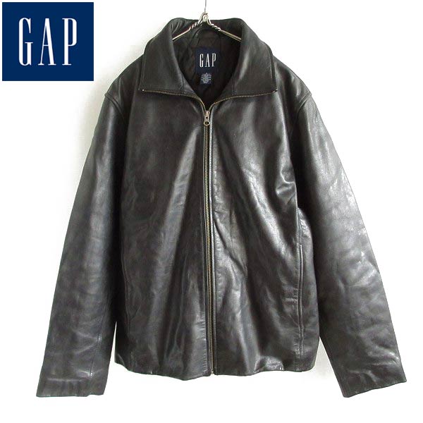 90s GAP オールドギャップ 厚手 レザー ジャケット 黒 S ショート