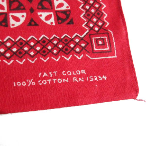 60s 新品 USA製 ビンテージ バンダナ 2枚セット RN15234 赤系 100