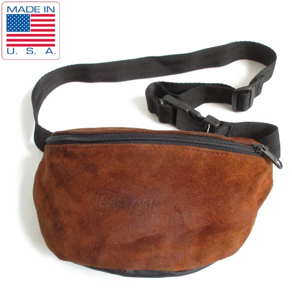 80s USA製 EASTPAK スエードレザー ウエストバッグ 茶系 イースト