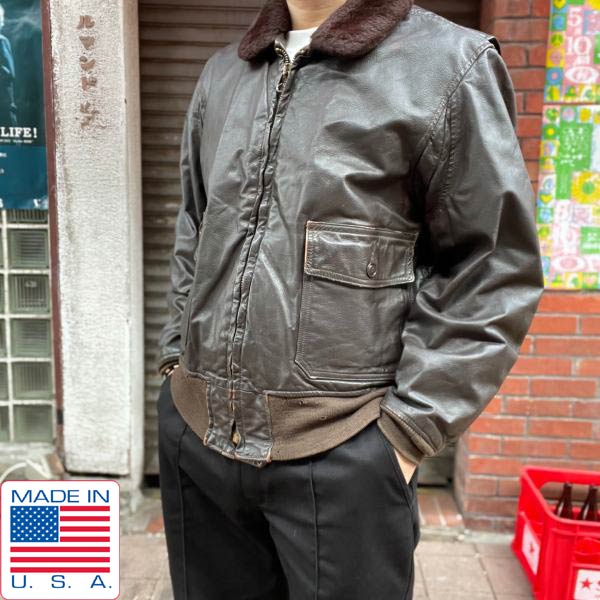 80s 米軍 USN G-1 ジャケット | レザー - 札幌 ビンテージ 古着屋