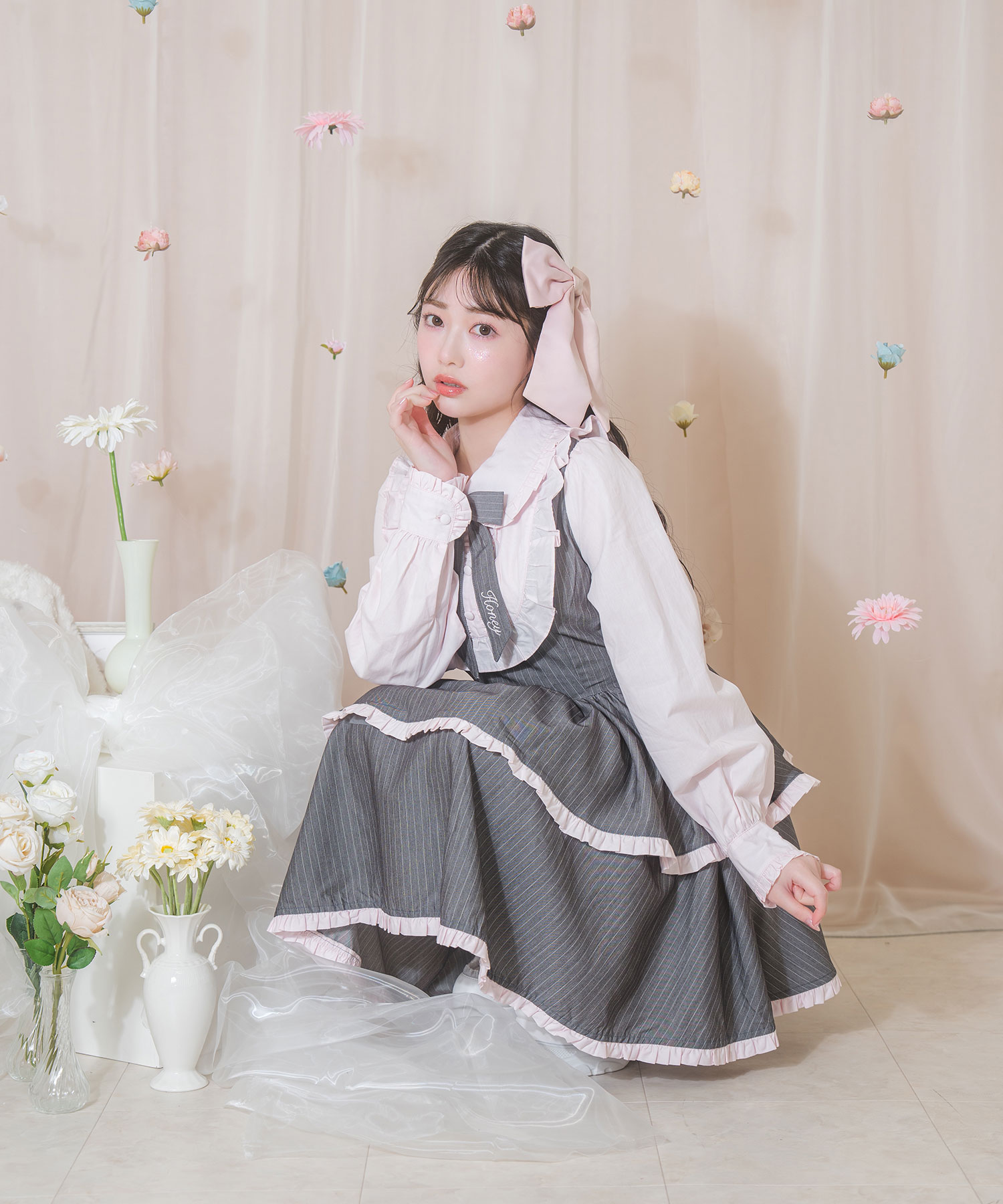 ボウタイリボンストライプワンピース – BUNNY APARTMENT