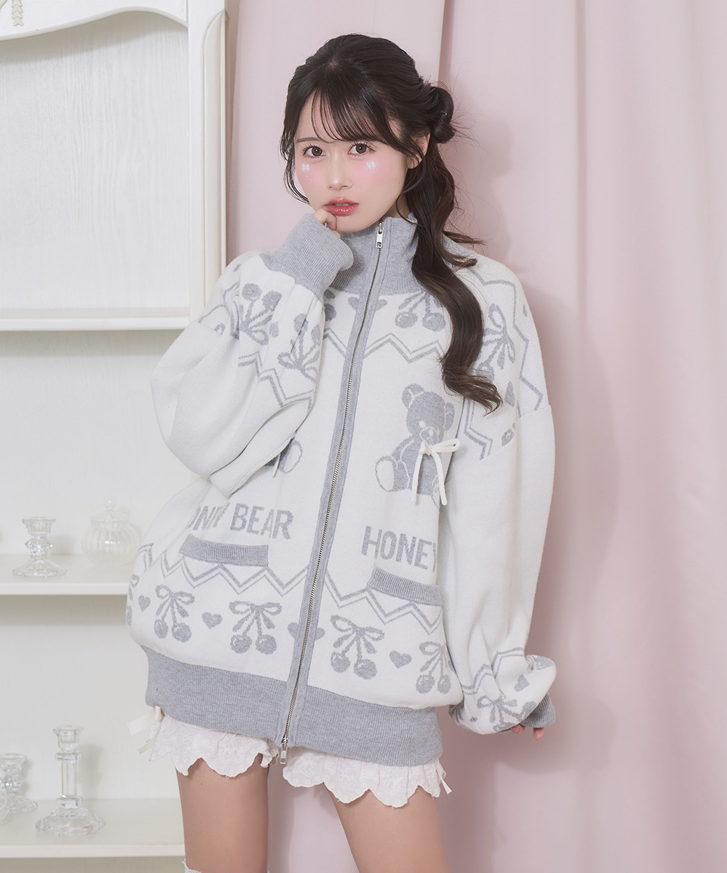 くまチェリージャガードジップブルゾン – BUNNY APARTMENT