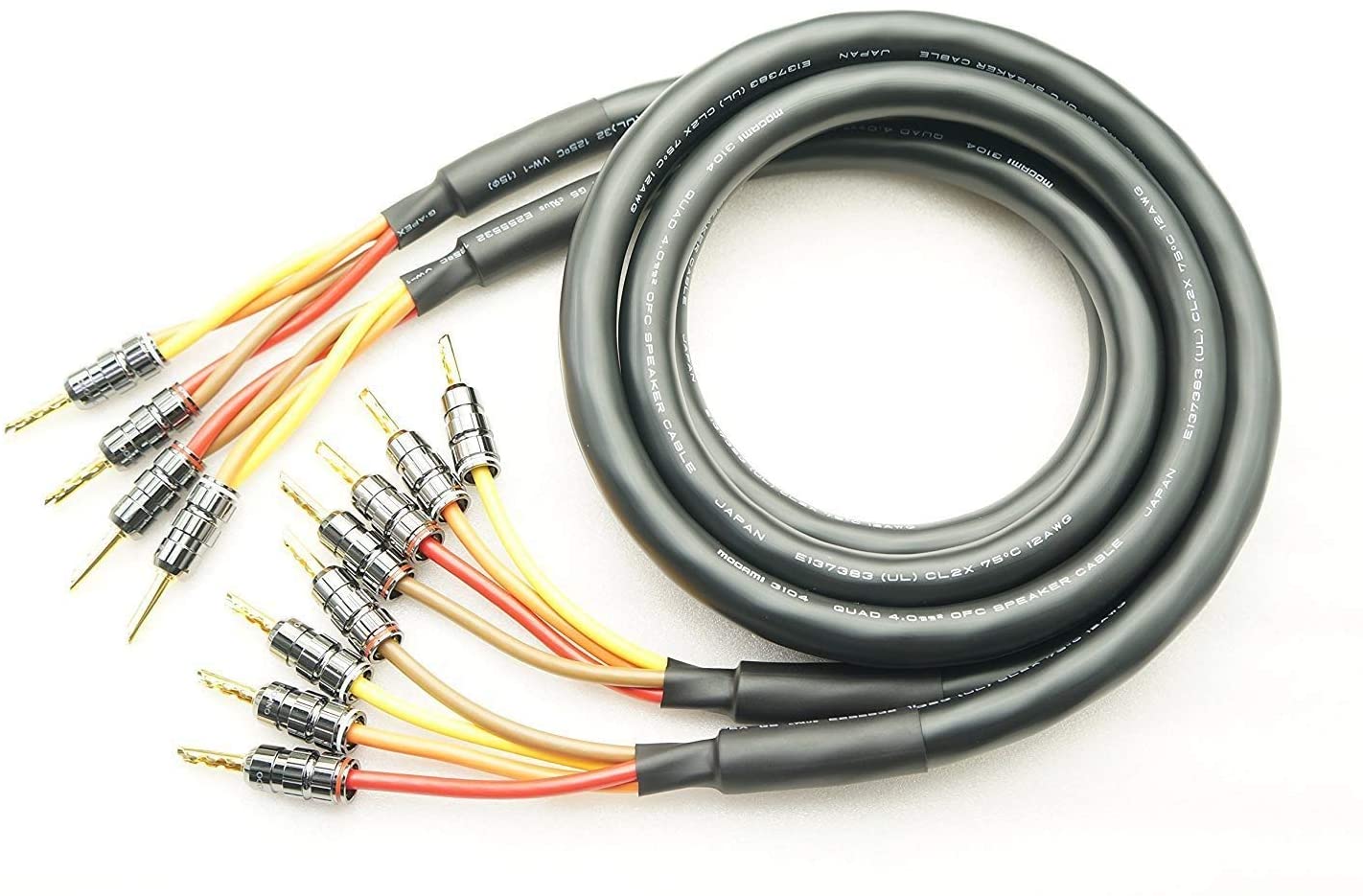 MOGAMI 3104 バイワイヤリング対応 2本セット 24K金メッキ ベリリウム