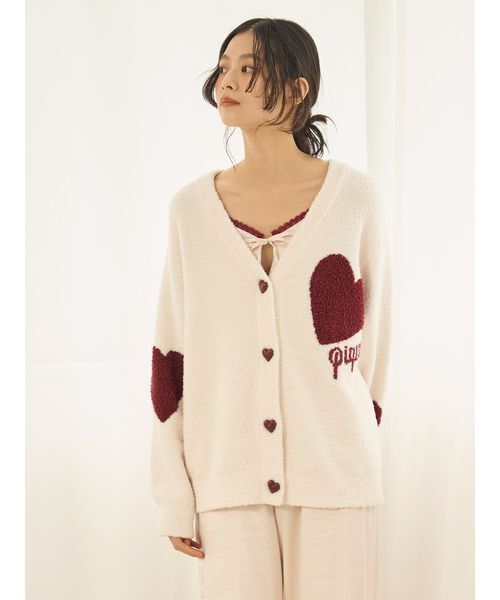 セール】【ONLINE限定】【UNISEX】ハートジャガードカーディガン