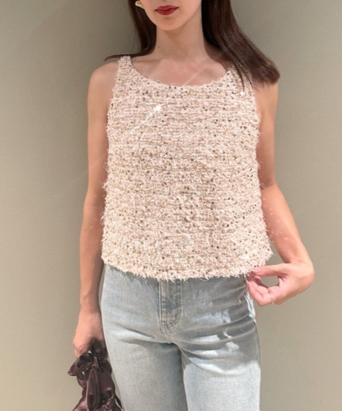 SNIDEL（スナイデル）の「スパンコールタンクトップ（シャツ/ブラウス
