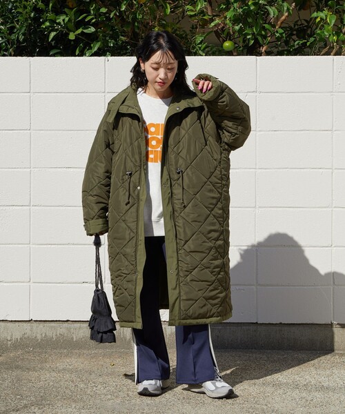 レディースフリーサイズ】サーモライト中綿入りモッズコート オリーブ