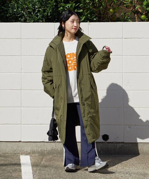 レディースフリーサイズ】サーモライト中綿入りモッズコート オリーブ