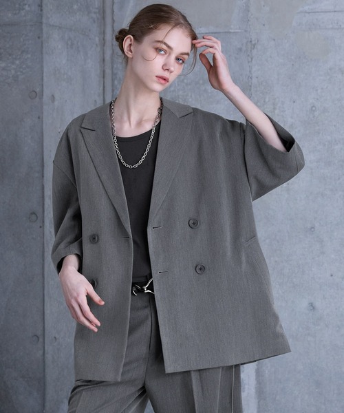 SERACE】Loose silhouette short sleeve double tailored jacket