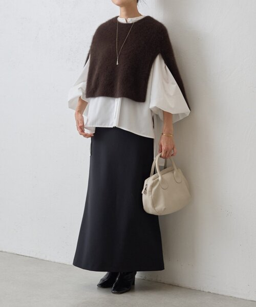 BEARDSLEY(ビアズリー) ファーニットポンチョ ライトグレー ファー