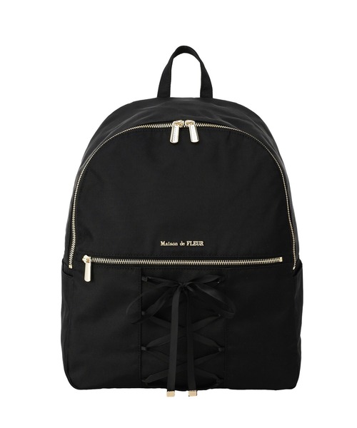 撥水加工レースアップリボンリュック（バックパック/リュック