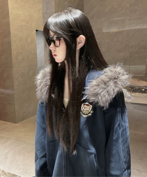 秋冬新作】 ファー付きフードゆったり パーカー Y2K（パーカー