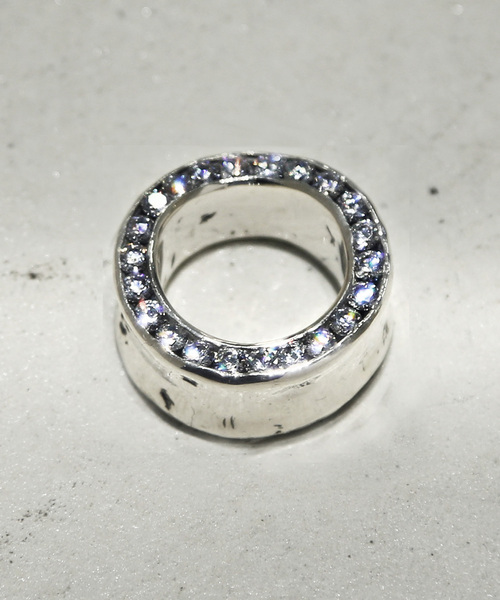 SILVER925サイドジルコニア埋め込みリング/メンズ/レディース（リング