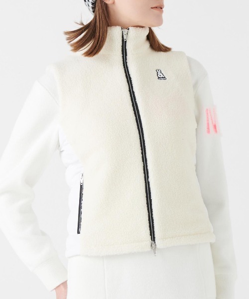 ARCHIVIO ベロアベスト ホワイト セール】<LADIES>ボア切替中綿ベスト【2024年秋冬】（ベスト