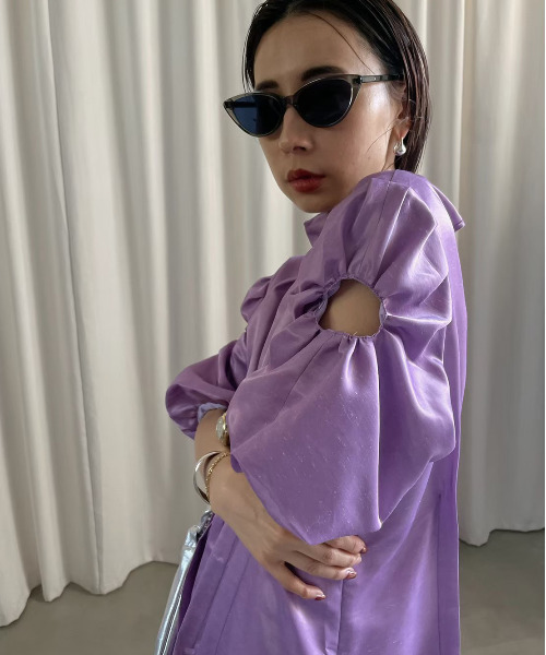 Ameri（アメリ）の「GATHER SLEEVE WAIST TUCK DRESS（ワンピース