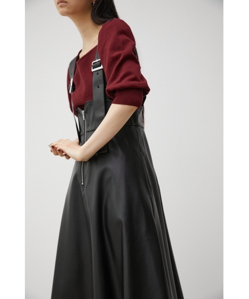 FAUX LEATHER Z-UP JUMPER SKIRT/フェイクレザーZ-UPジャンパー