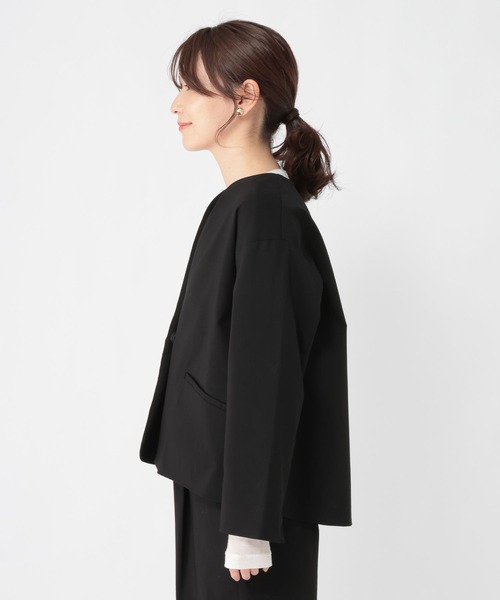 WEB限定】楽ストレッチボタンジャケット[プラスサイズあり