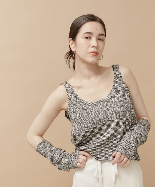 セール】【SETアイテム】アームカバー付レイヤードタンクトップ