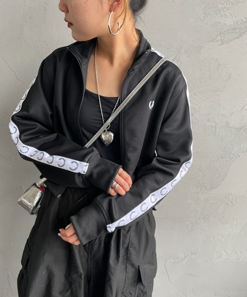 古着 FRED PERRY トラックジャケット 刺繍 サイドライン 黒 L FRED
