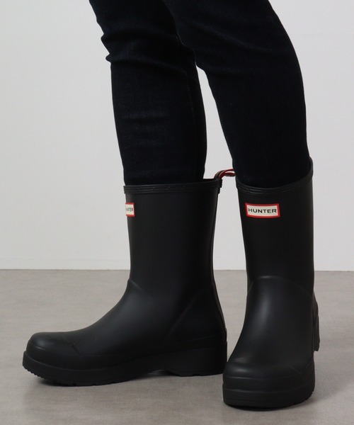 5【激安ハンター メンズレインブーツスニーカーシューズ黒UK7（26cm）
