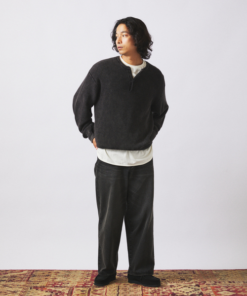 セール】フェードコットン ヘンリーネックニット（ニット/セーター