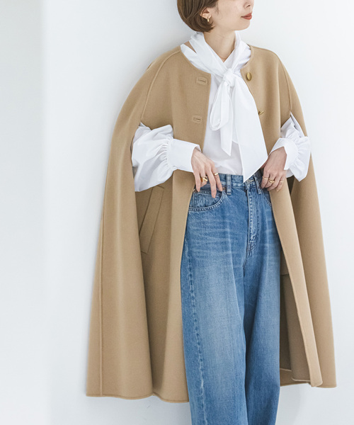 Noble（ノーブル）の「リバーシブルビーバーケープコート（ノーカラー