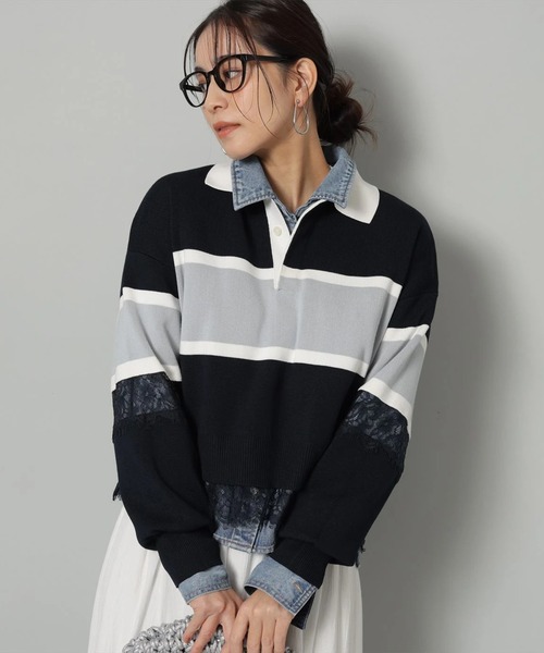 レース切替ラガーニット（ニット/セーター）｜Arpege story