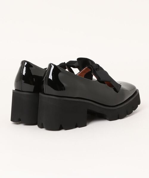 本革/軽量/275g/太ヒール/6cm】リボンパンプス ALL BLACK│Jeffrey