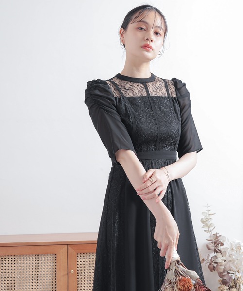 セール】シフォン切り替えレース パーティードレス（ドレス）｜niana