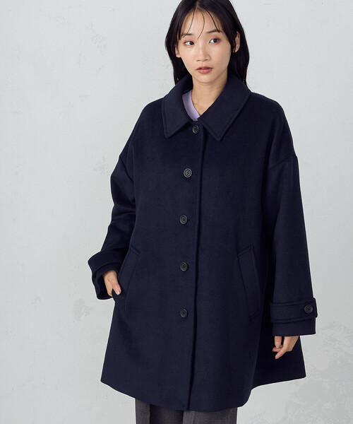 セール】ウール混ビーバー ステンカラーコート（ステンカラーコート
